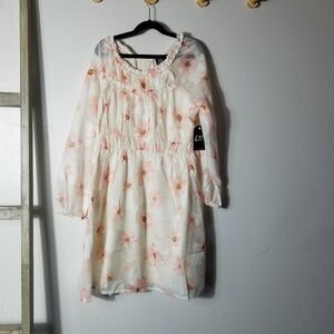 NWT ZAC KIDS GIRL'S LONG SLEEVE FLORAL DRESS SIZE XL 14/16